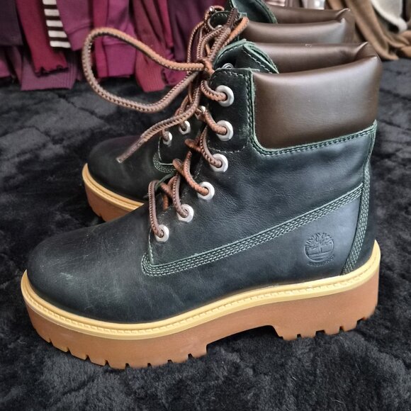 Timberland Dark Green Platform Boots - Picture 1 of 6